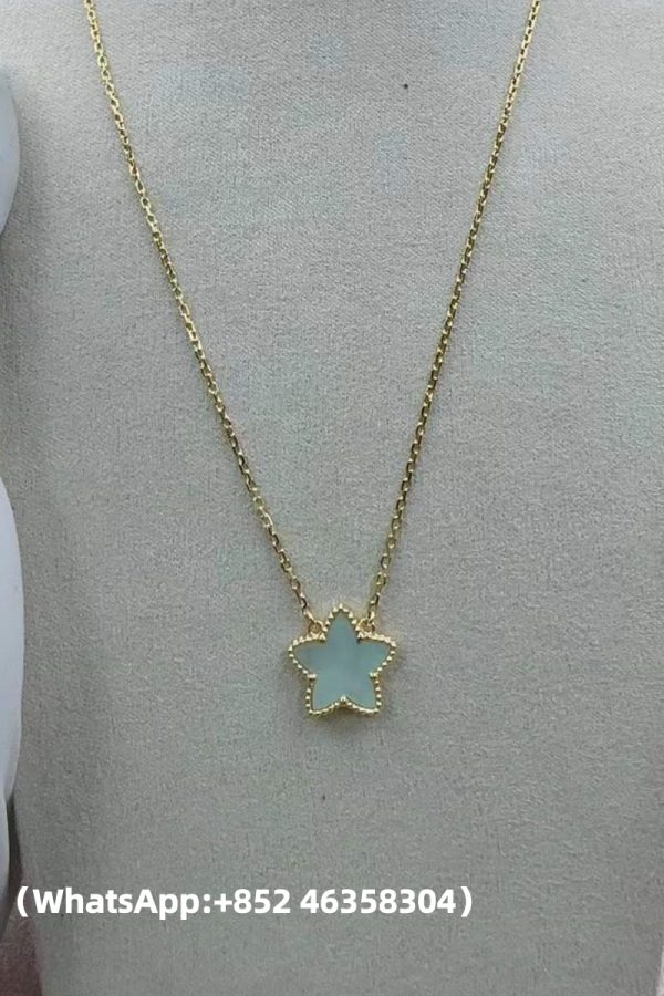 Custom Solid 18k Gold Van Cleef & Arpels Jewelry Lucky Alhambra Star Pendant Necklace and Mother of Pearl Custom Solid 18k Gold Van Cleef & Arpels Jewelry Lucky Alhambra Star Pendant Necklace and Mother of Pearl
