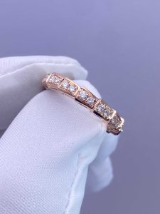 Custom Solid 18k Gold Bulgari Jewelry Serpenti Viper One-coil Ring set with Full Pavé Diamonds