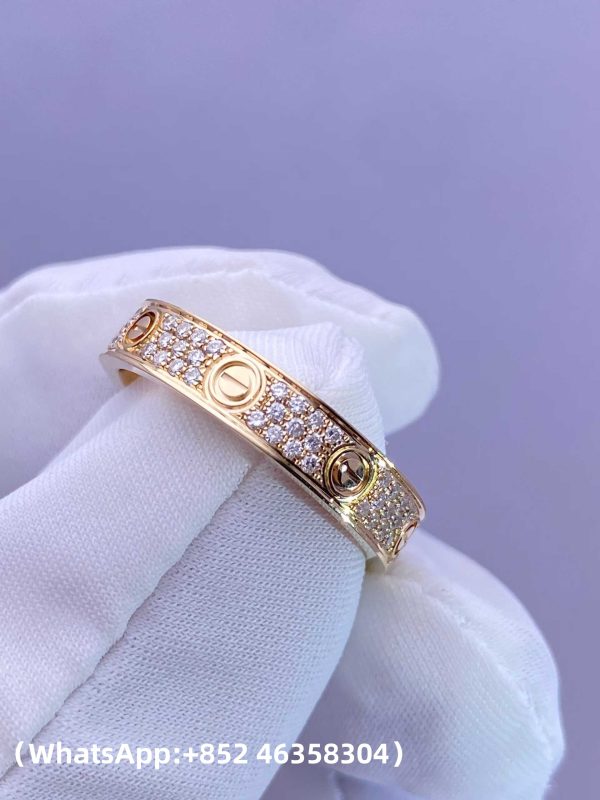Custom Solid 18k Gold Cartier Jewelry LOVE Ring Small Model Paved Diamonds