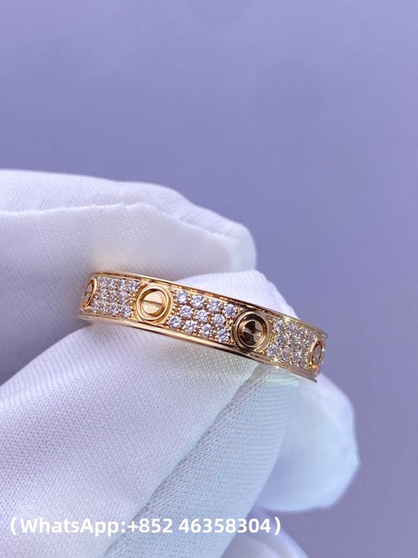 Custom Solid 18k Gold Cartier Jewelry LOVE Ring Small Model Paved Diamonds