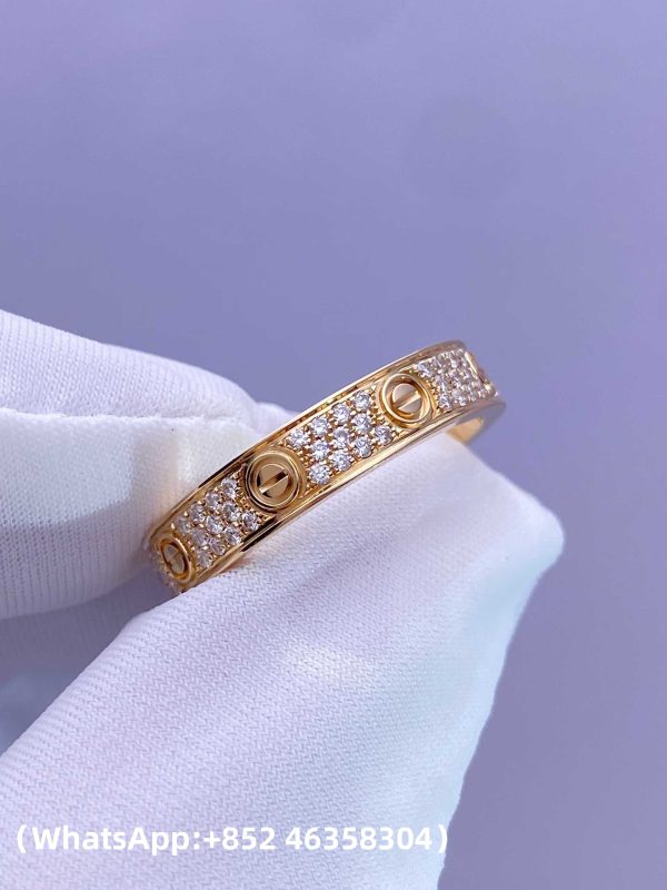 Custom Solid 18k Gold Cartier Jewelry LOVE Ring Small Model Paved Diamonds