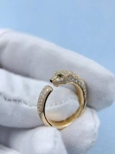 Custom Solid 18k Gold Cartier Jewelry Panthère de Cartier Ring Small Model Paved